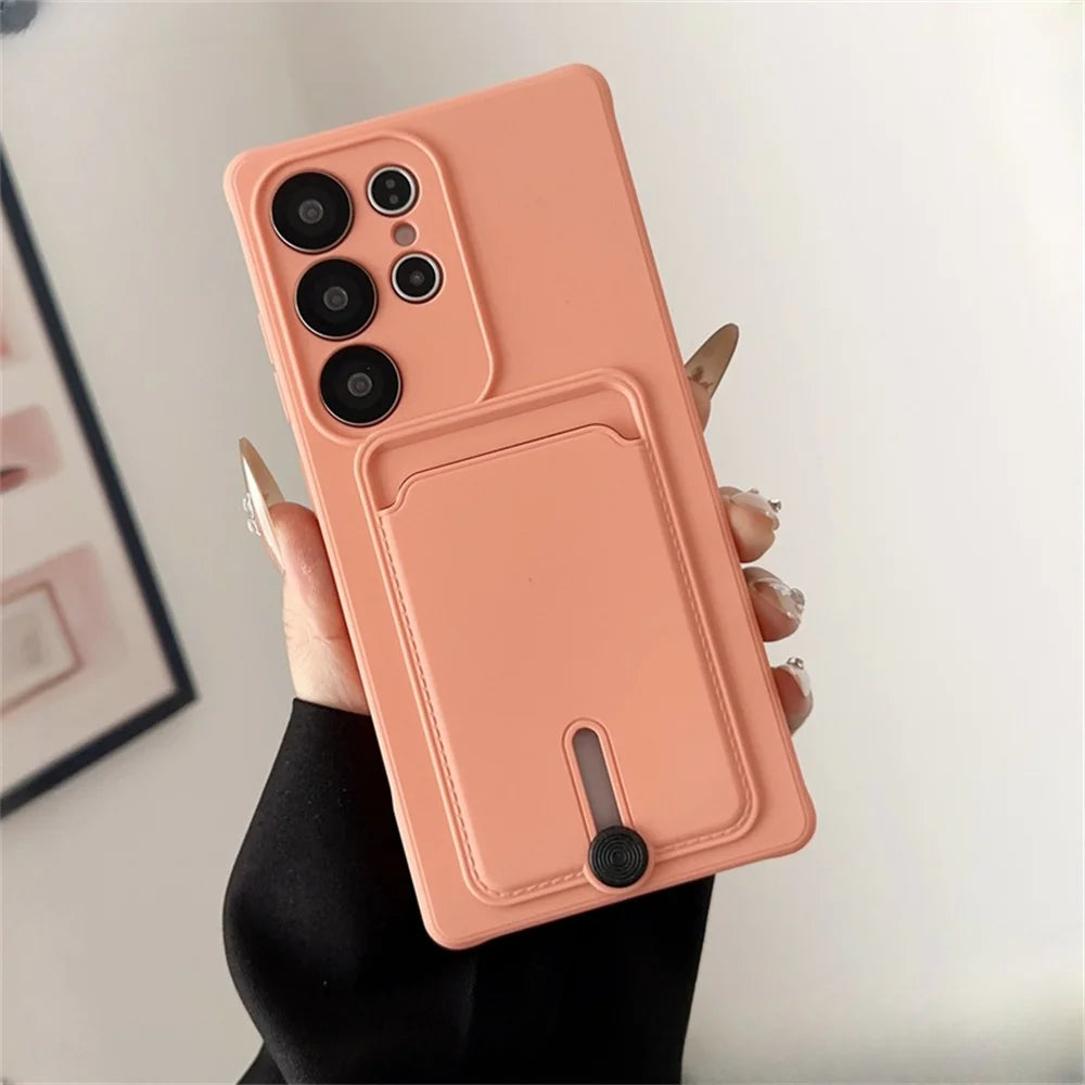 Liquid Silicone Samsung Galaxy Wallet Case with Card Holder – Shockproof Cover for S26/S25/S24 Ultra, Plus, FE & A56/A55/A54 Series