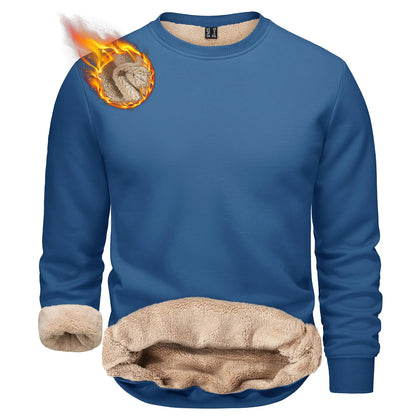 TACVASEN Men’s Winter Fleece Sweatshirt – Thicken Sherpa-Lined Crewneck Pullover, Warm Heavy Winter Top, No Hood