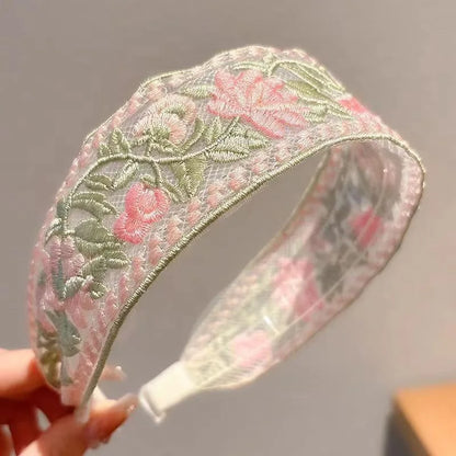 1/3pcs Elegant Chiffon Flower Hairband – Sweet Embroidery Headband Turban Hoop for Women’s Fashion Hair Accessories