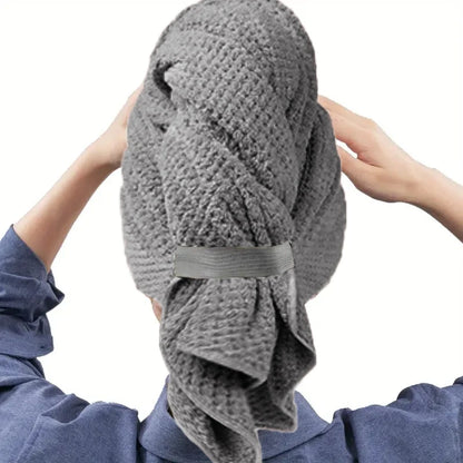 Extra Large Microfiber Hair Towel Wrap – Quick Dry, Ultra-Absorbent Soft Turban with Elastic Band