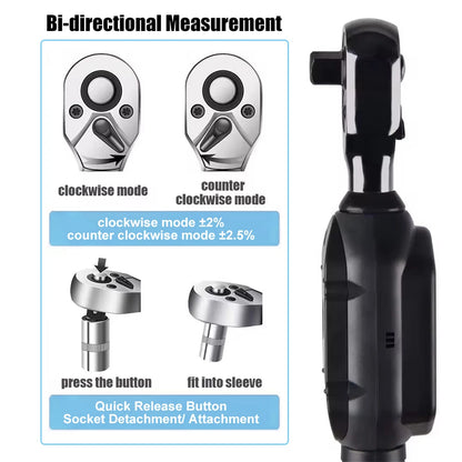 New Digital Preset Torque Wrench | 1/2", 3/8", 1/4" Bidirectional Ratchet for Professional Bicycle Repair