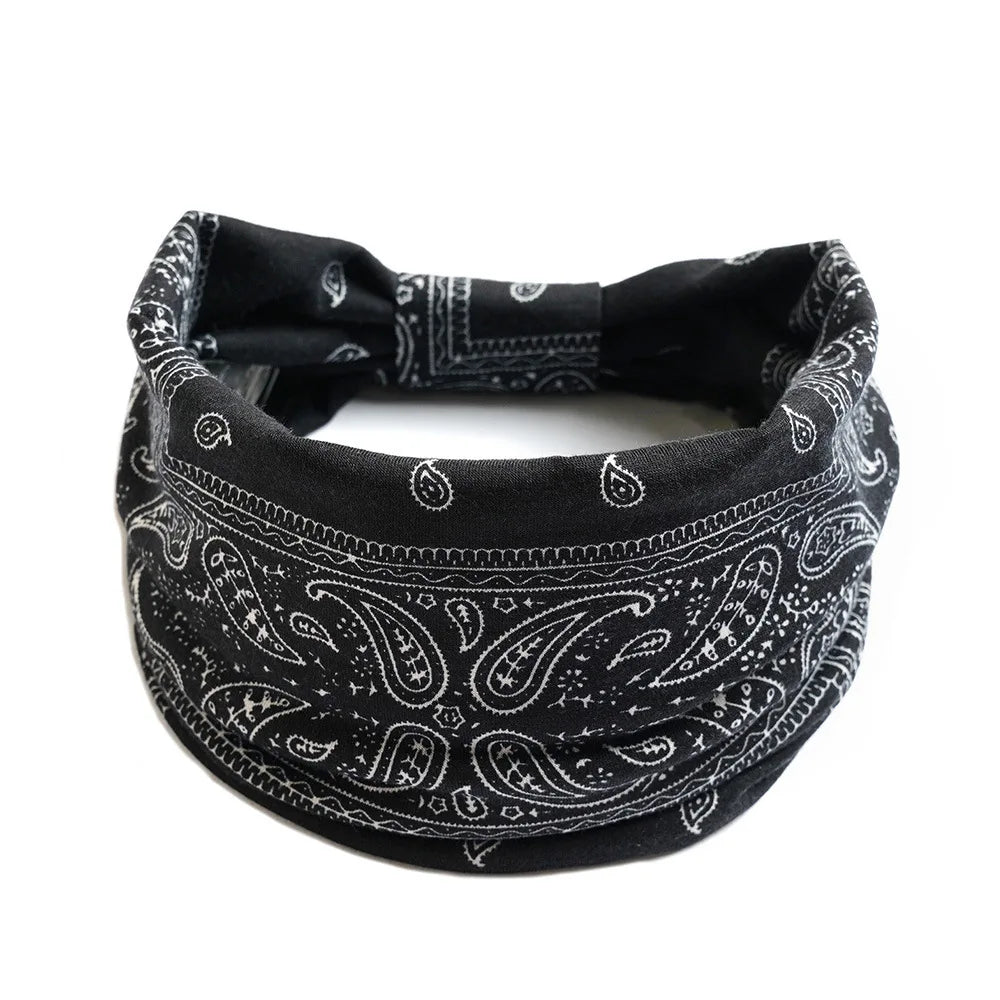 Bohemian Wide Cotton Stretch Headband for Women – Turban Headwrap, Bandage Hairband, Bandana Hair Accessories
