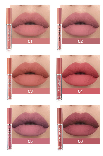 HANDAIYAN 6-Piece Matte Liquid Lipstick Set – Long-Lasting, Non-Stick Cup Lip Gloss Gift Box