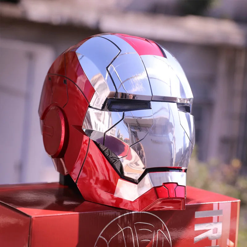 1:1 Iron Man Helmet Mk5 to Mk50 – Avengers War Machine Cosplay with Electric Open/Close, English Voice & Remote Control, Christmas Gift Toy