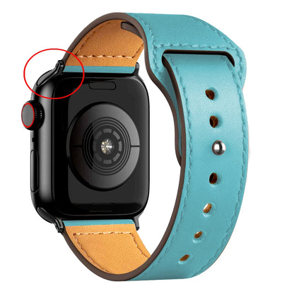 Leather Band for Apple Watch Ultra 2 – Compatible 49mm/45mm/44mm/41mm/40mm/38mm, Wrist Bracelet Strap for iWatch Series 3–9, SE, 4, 5, 6, 7, 8 & 9