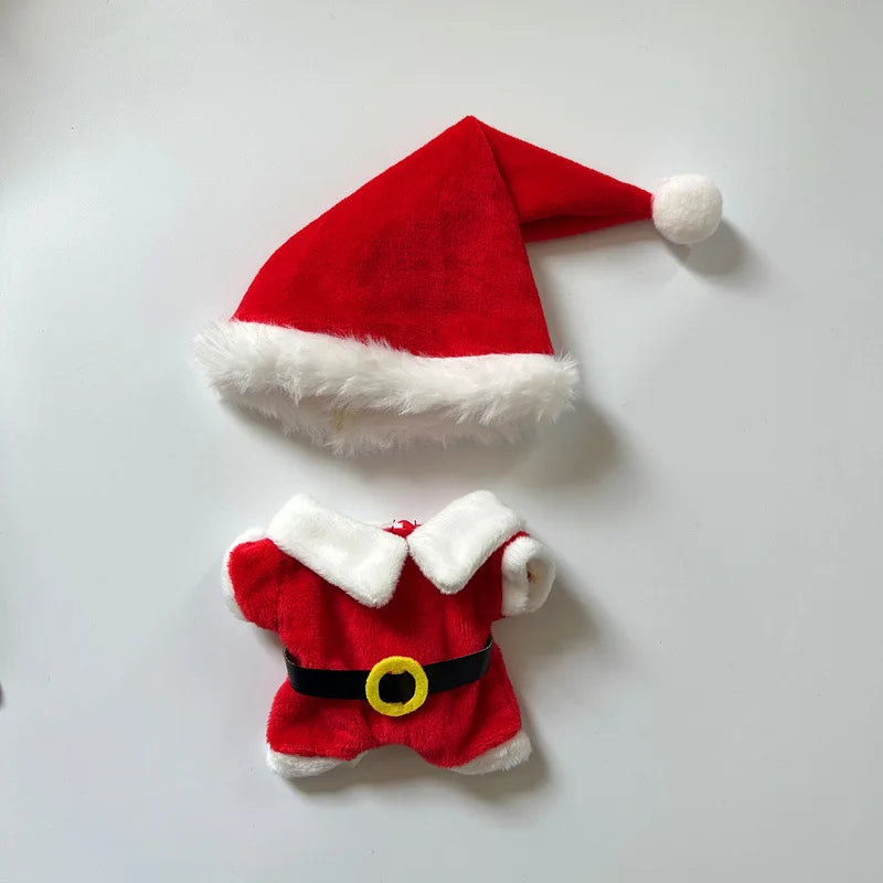 17cm Labubu Santa Christmas Outfit Set for Gen1–3 Vinyl Dolls – Festive Costume & Accessories