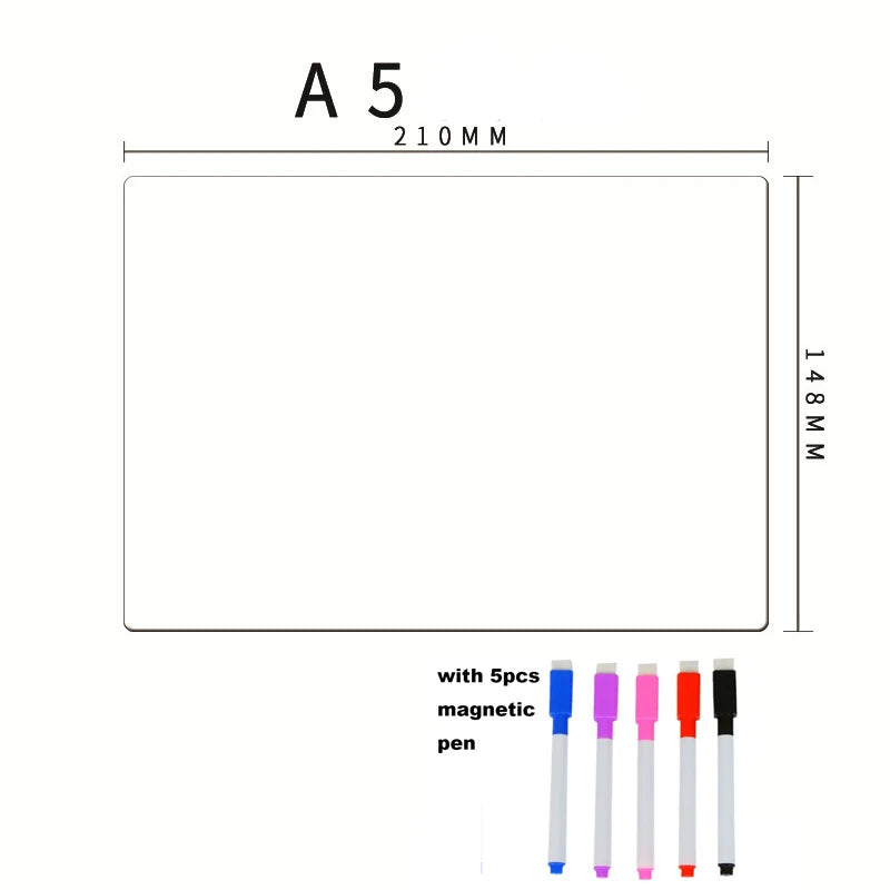Magnetic Dry Erase Board for Refrigerator – Flexible Whiteboard Sheet with Marker, Erasable Kitchen Memo & Grocery List (A3, A4, A5)