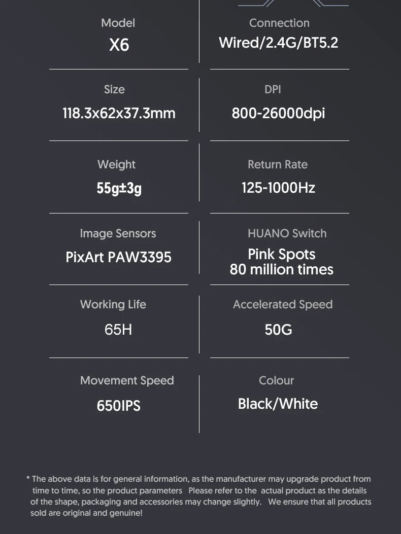 Attack Shark X6 PAW3395 Bluetooth Gaming Mouse — Tri-Mode Connection with RGB Touch, Magnetic Charging Base & Macro Functions