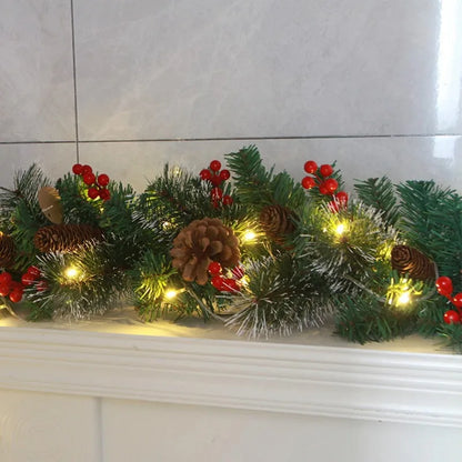 1.8M/2.7M Christmas Rattan Garland with Red Berries – DIY Wreath Decoration for Home, Wall & Door Party Decor