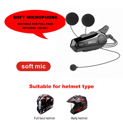 1/2X Bluetooth V5.3 Motorcycle Helmet Intercom Headset – 1000M Noise-Reduction Interphone with Music Sharing for Moto Riders