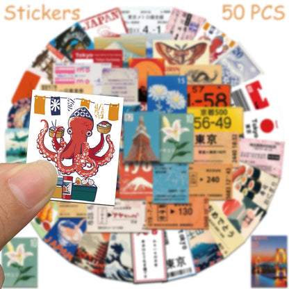 50PCS Travel Culture Stickers - Aesthetic DIY Decals for Phone, Laptop, Scrapbook, Skateboard & Guitar Decor
