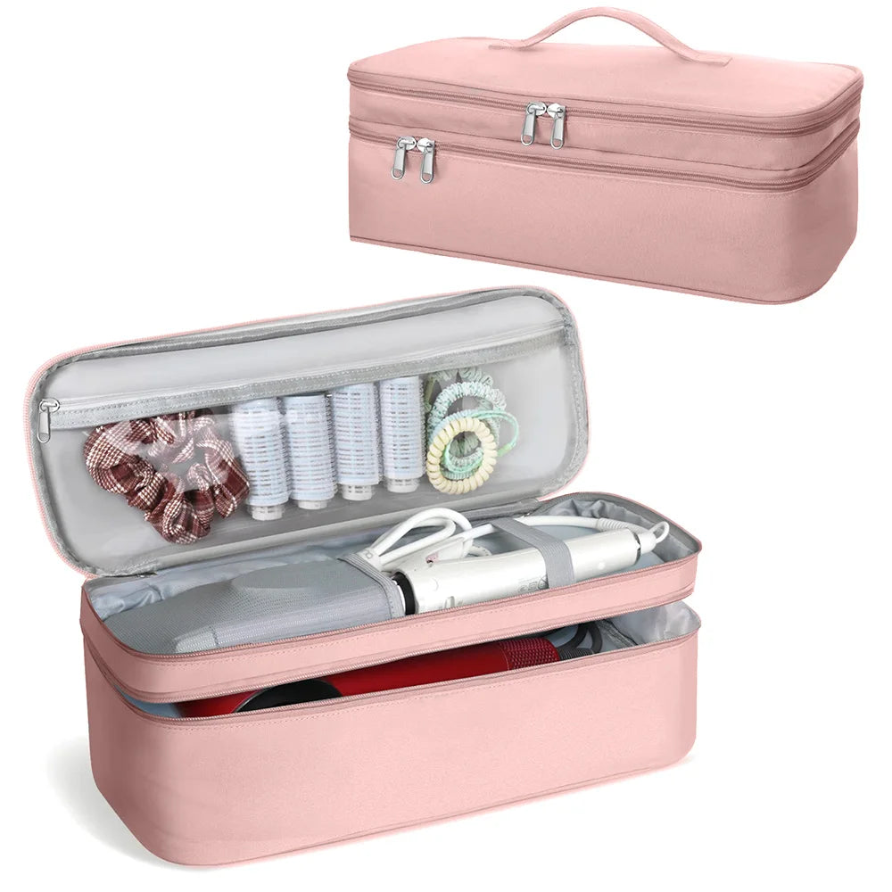 Portable Double-Layer Hair Dryer Travel Case – Storage Bag for Dyson, Shark FlexStyle & Attachments Organizer Carrying Case