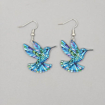 2024 Trendy Colorful Bird Acrylic Earrings – Retro Fashion Jewelry for Women