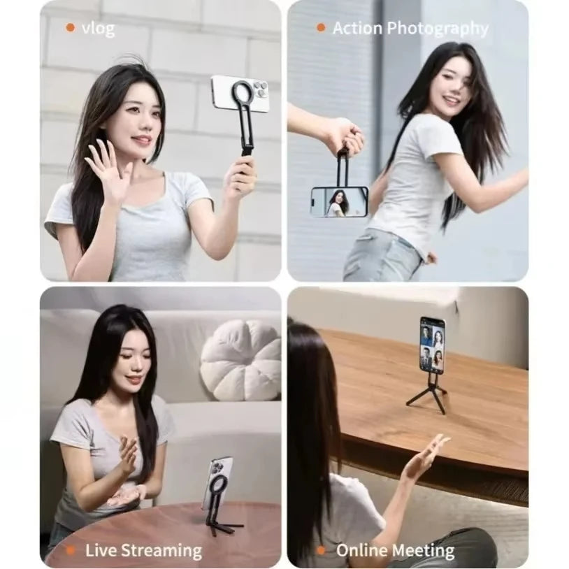 Foldable Magnetic Phone Stand - Portable MagSafe Tripod Mount for iPhone, Samsung & Xiaomi