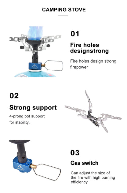 Outdoor Camping Gas Burner 3300W – Portable Stove for Survival, Bushcraft, and Tourist Kitchen