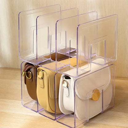 Acrylic Handbag Storage Rack – Transparent Divider Organizer for Luxury Bags Display & Storage
