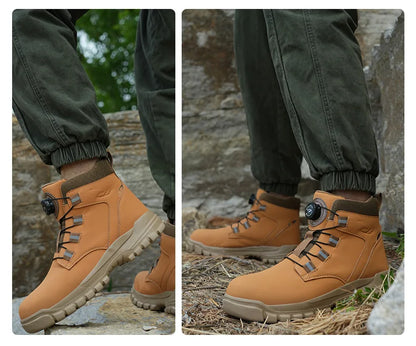 2024 Fashion Waterproof Security Work Boots – Protective Leather, Anti-Smash & Anti-Puncture Industrial Safety Shoes