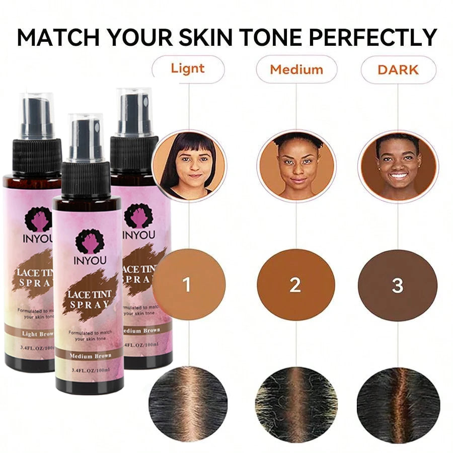 Waterproof Lace Tint Spray for Wigs – Melting Mousse Concealer for Lace Closure, Front Wigs, Toupees & Edge Control