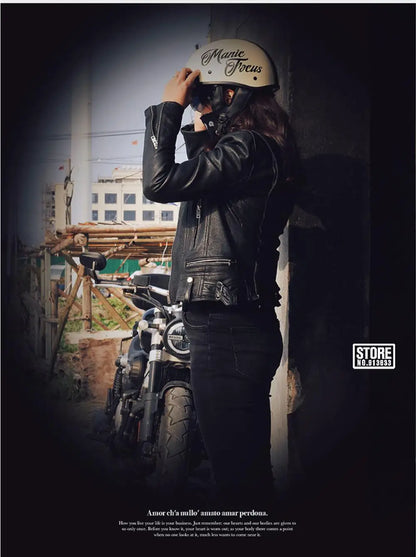 Retro DOT-Certified Motorcycle Half Helmet – HD Lens, Men & Women, 4-Season Scooter & Moto Riding Casco