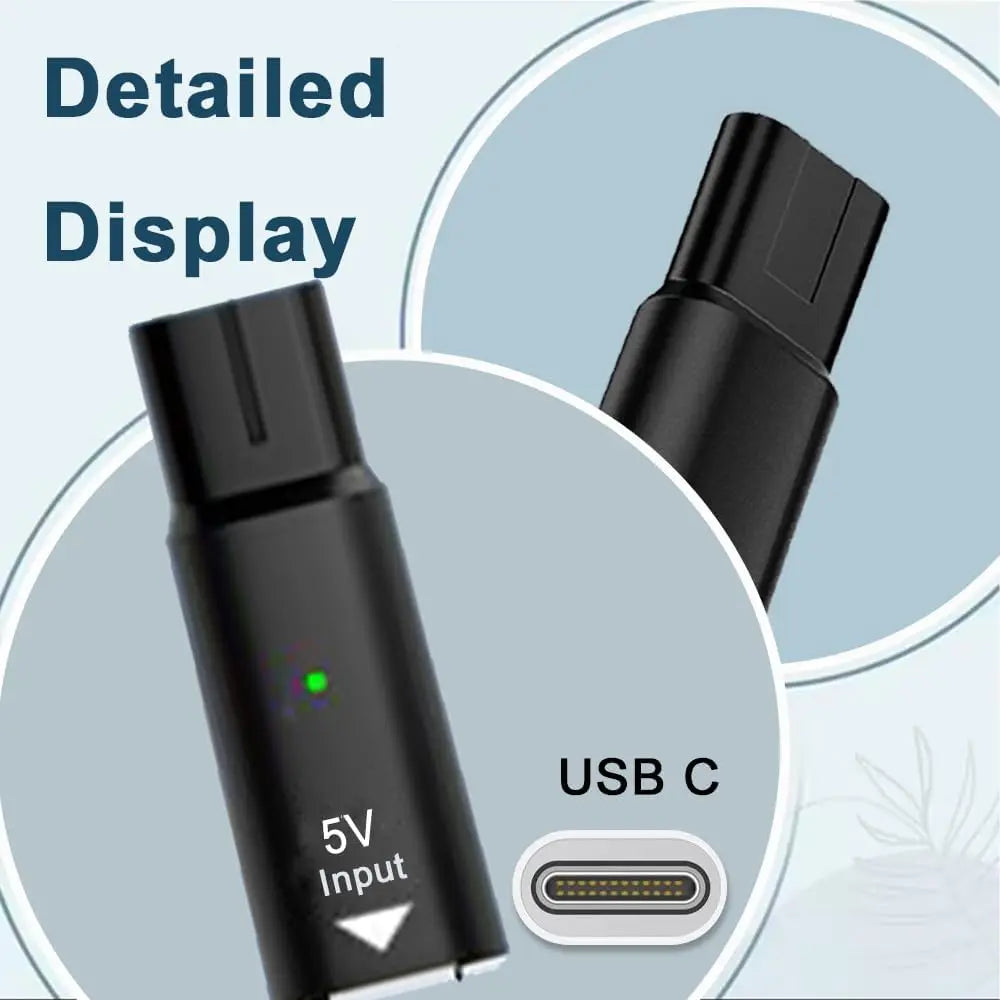YUKU 5V Type-C Shaver Adapter – Charging Converter for Philips Norelco OneBlade QP2724 QP2834 QP4530 QP1924 QP1324 Series
