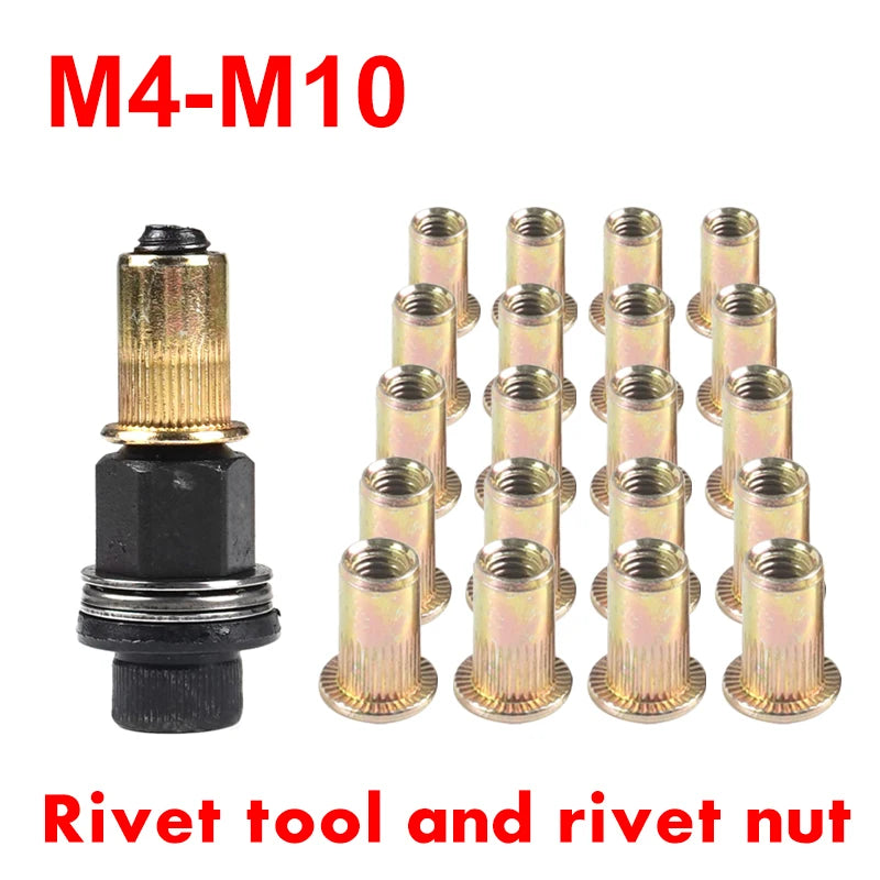 21+1PCS Hand Rivet Nut Tool Set — Manual Riveter for M4-M10 Nuts with Easy Installation Accessories