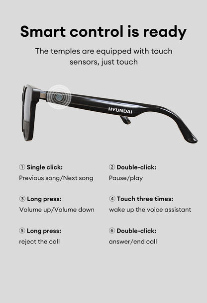 Choice HYUNDAI C8 Bluetooth 5.4 Glasses – Wireless Earphones with HD Mic, Multi-Function Keys, Driving Sunglasses (Lenovo C8 Compatible)