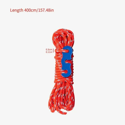 4pcs Outdoor Tent Guy Lines – Reflective Camping Ropes with Aluminum Tensioner & Pouch for Tent, Tarp, Canopy