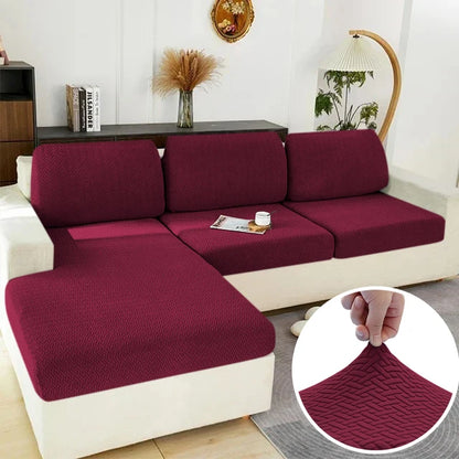 Elastic Jacquard Sofa Cover – Solid Grey Washable Seat Cushion Slipcover Furniture Protector for Sectional Living Room Sofa
