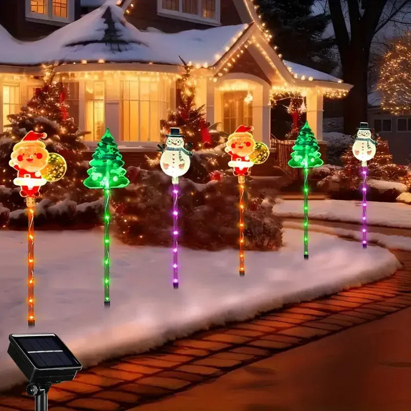 6PCS Solar Powered Christmas Stake Lights – Waterproof LED Outdoor Garden & Walkway Holiday Decorations