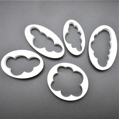 5PCS Cloud Fondant & Cookie Cutter Set – Plastic Cake Decorating Tools for Baking, Sugar Craft & Biscuit Molds