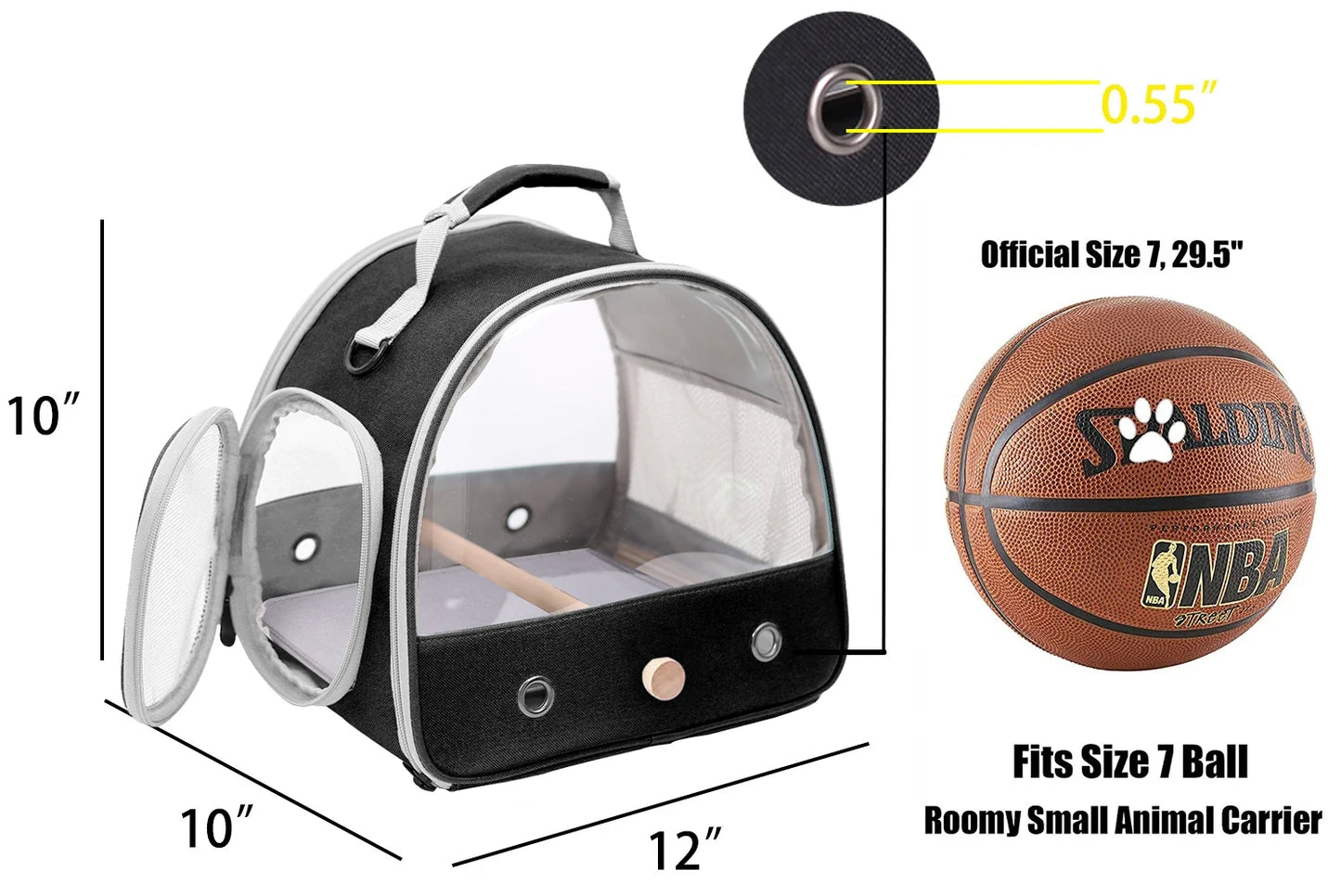 Portable Clear Bird Parrot Transport Cage - Breathable Bird Carrier Travel Bag with Small Pet Access Window, Collapsible Outdoor Bag