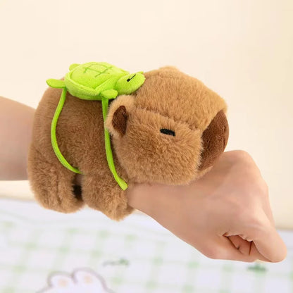 Lovely Capybara Plush Slap Snap Wristband Bracelet – Kawaii Animal Hand Ring Toy for Kids