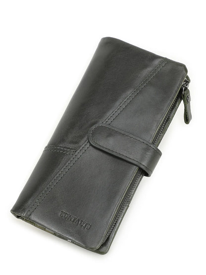 Women's Genuine Leather Long Wallet – Fashion Clutch with Coin Purse, Card Holder & Phone Pocket by Contact's