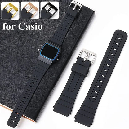 18mm Silicone Rubber Watch Strap for Casio - Soft Black Replacement Band for W800H, A158, A168, AE-1200, AE-1300, SGW-400, F91W, F84, F105W and F108W