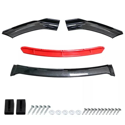 Universal Car Front Bumper Lip Spoiler Kit - 4PCS White Carbon Fiber Splitter & ABS Plastic Diffuser