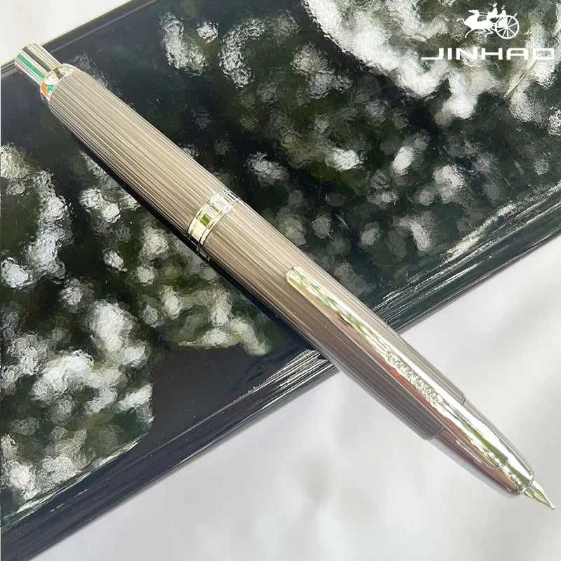 Jinhao 10 Metal Fountain Pen – Press-Out Nib, Retractable Fine Nib with Ink Converter