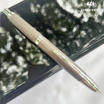 Jinhao 10 Metal Fountain Pen – Press-Out Nib, Retractable Fine Nib with Ink Converter