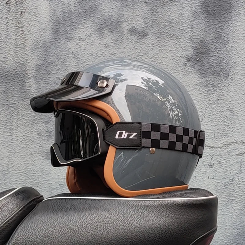 Retro 3/4 Semi-Open Motorcycle Helmet — Cross-Country Winter Riding Accessories