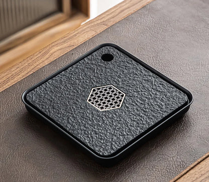 Mimicking Ugjin Stone Tea Tray – Heat-Resistant & Insulated Water Drain Tray for Tea Ceremony Storage