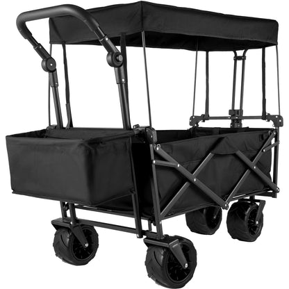 VEVOR Extra Large Collapsible Garden Wagon – Foldable Cart with Removable Canopy for Camping, Shopping & Groceries