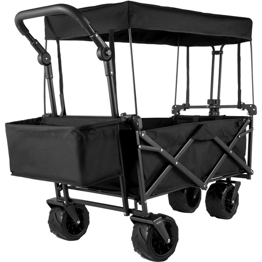 VEVOR Extra Large Collapsible Garden Wagon – Foldable Cart with Removable Canopy for Camping, Shopping & Groceries