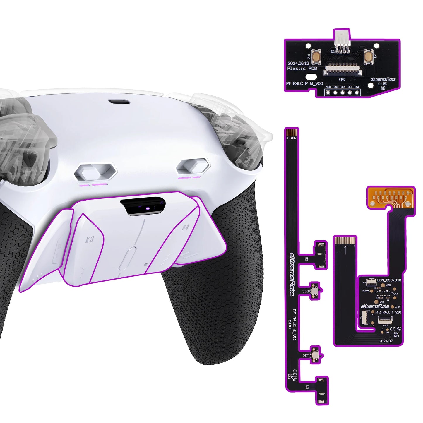 eXtremeRate RISE4 Plus MAX Back Button Kit – Remappable PS5 Controller Accessory with Clicky Trigger Stop & Rubberized Grip