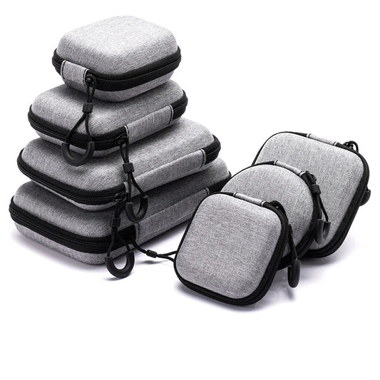 Portable Shockproof Headphone Case – Hard Shell Earphone Bag for Headset, Memory Card & USB Cable Storage
