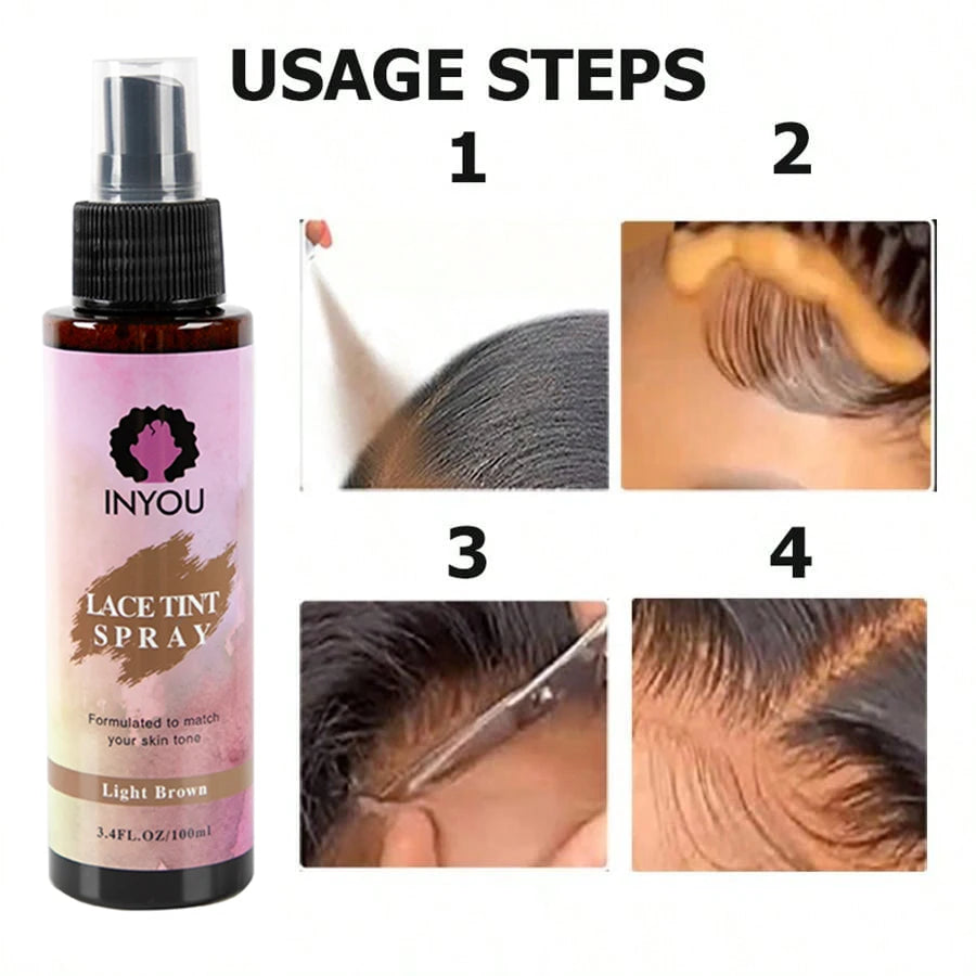 Waterproof Lace Tint Spray for Wigs – Melting Mousse Concealer for Lace Closure, Front Wigs, Toupees & Edge Control
