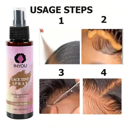 Waterproof Lace Tint Spray for Wigs – Melting Mousse Concealer for Lace Closure, Front Wigs, Toupees & Edge Control