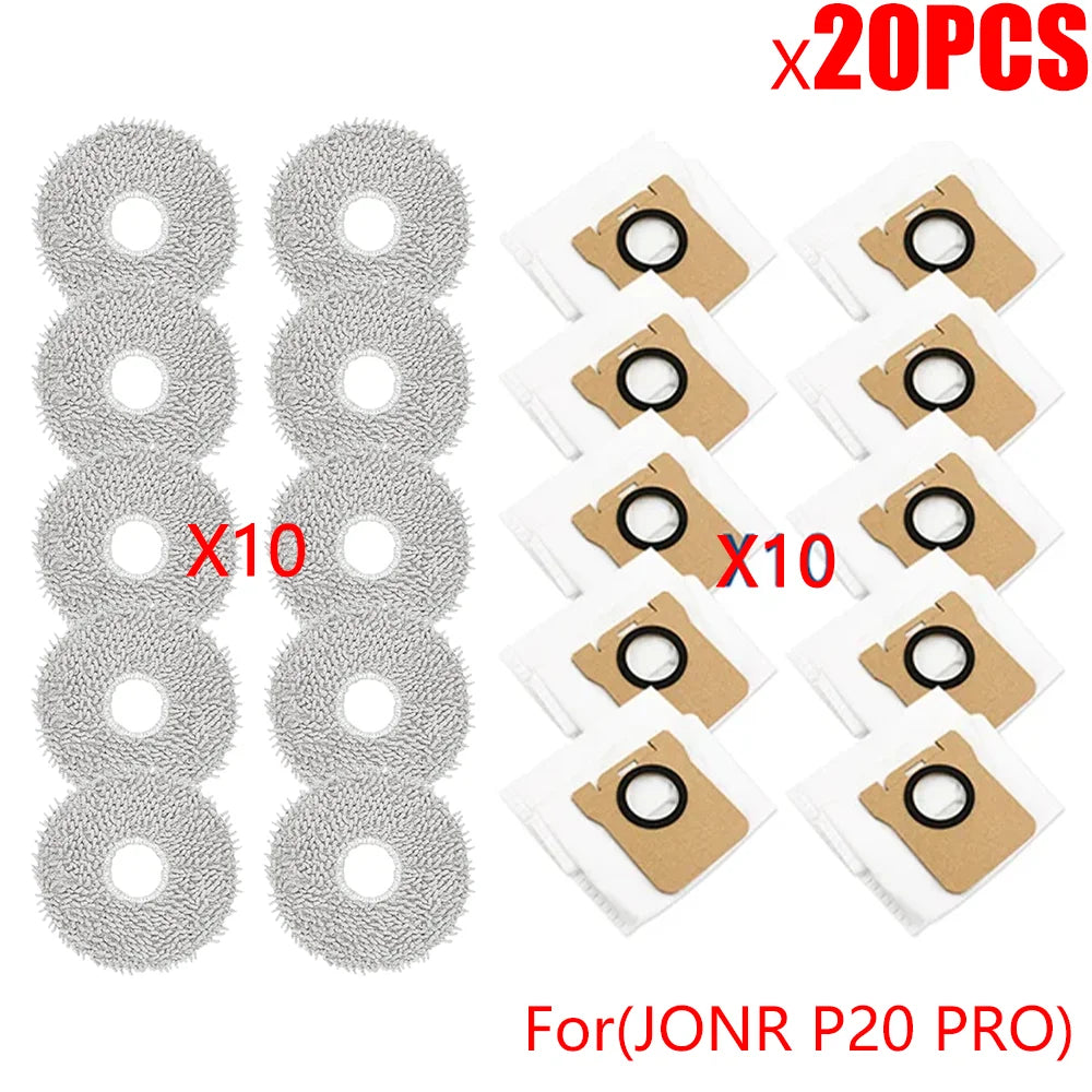 JONR P20 PRO Robot Vacuum Accessories – Replacement Side Brush, Mop Cloth & Dust Bag Cleaning Parts