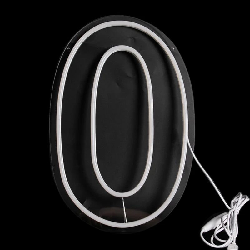 Numbers Neon Sign 0–9 – Acrylic LED Birthday, Wedding & Business Wall Decor with Switch