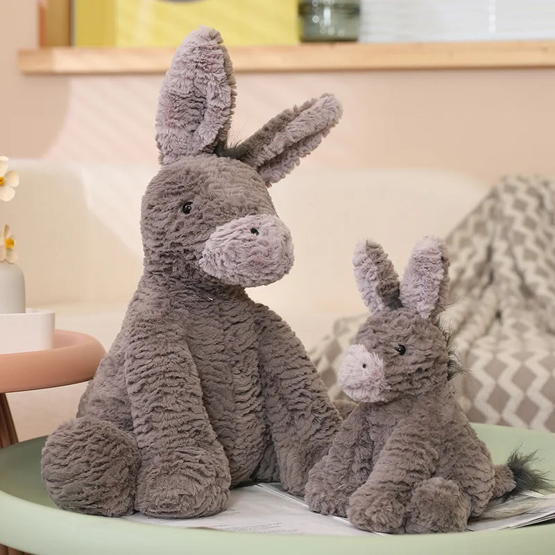 23/40/60cm Cute Burro Plush Toy — Grey Donkey Stuffed Animal, Soft Baby & Infant Doll, Birthday Gift & Room Decor