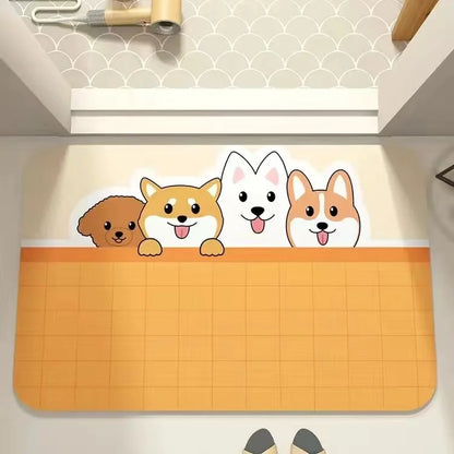 Cartoon Diatomaceous Mud Bathroom Mat – Soft, Absorbent Floor Rug for Toilet, Sink & Bedroom