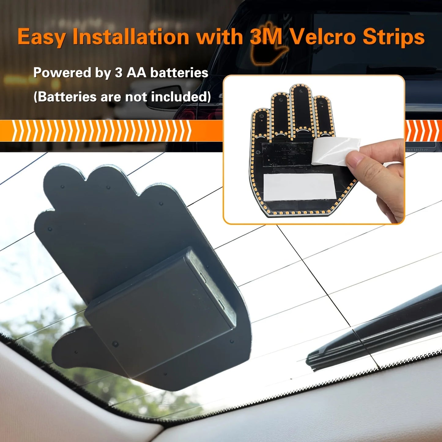 Glogesture Car Hand Light LED Sign – Remote Control Finger Flicker Road Rage Light for Car Window